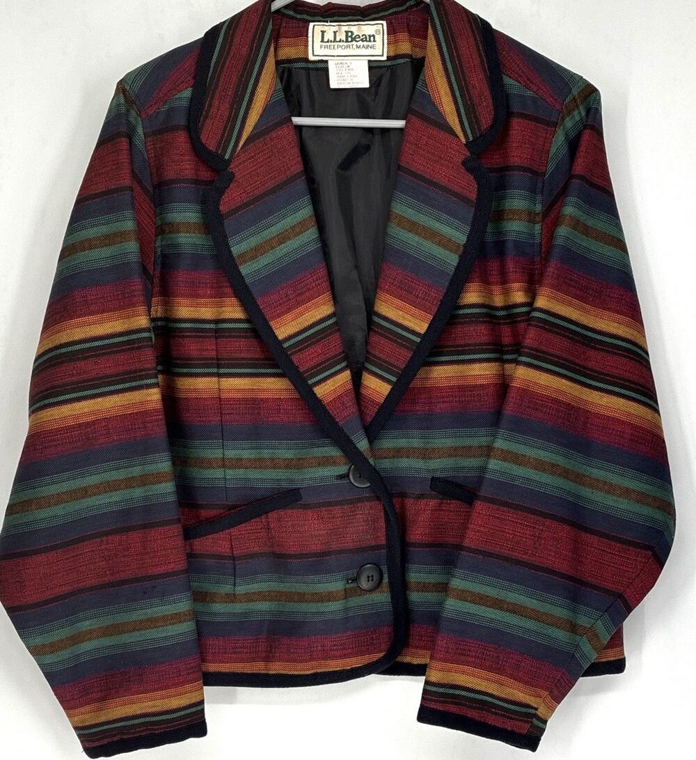 Vintage L.L.Bean Women’s M Southwestern Serape Stripe Cotton Blazer Jacket